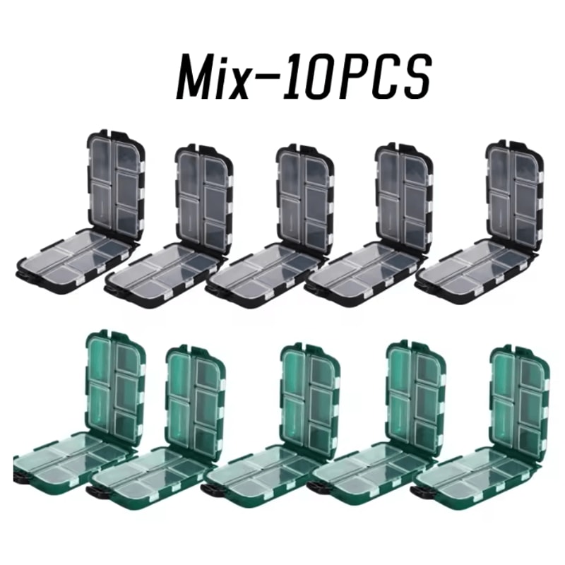 Double Sided Fishing Tackle Box 10 Grid Storage Organizer 13