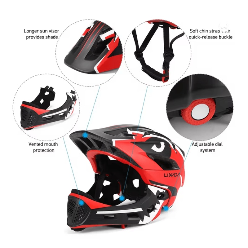 Lixada Kids Detachable Full Face Bike Helmet For Multi Sport Safety 1