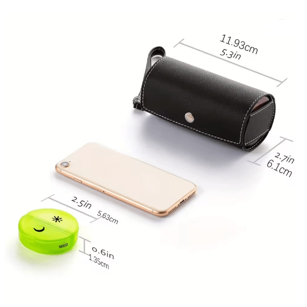 Weekly AM PM Pill Organizer With Leather Travel Case 2