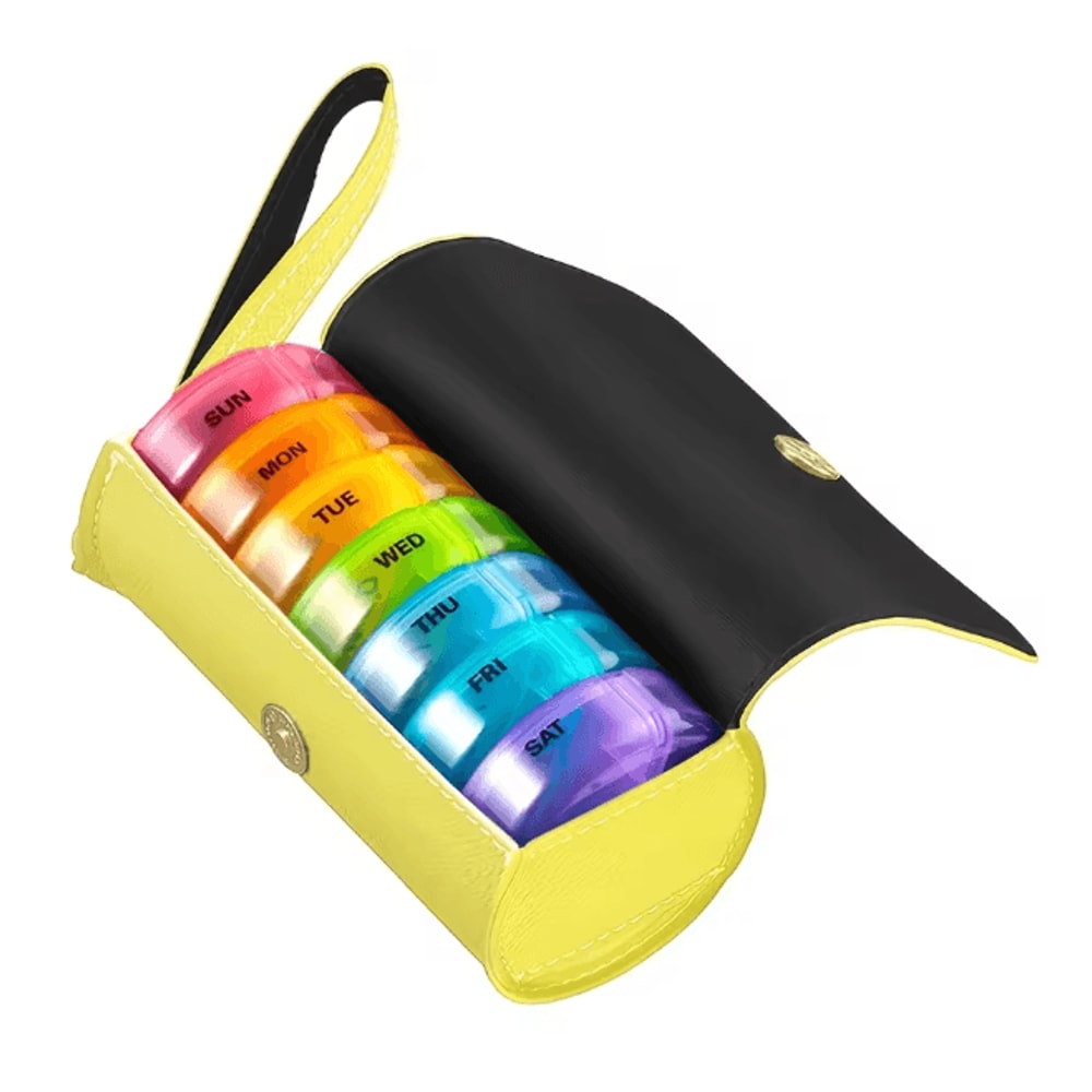 Weekly AM PM Pill Organizer With Leather Travel Case 8