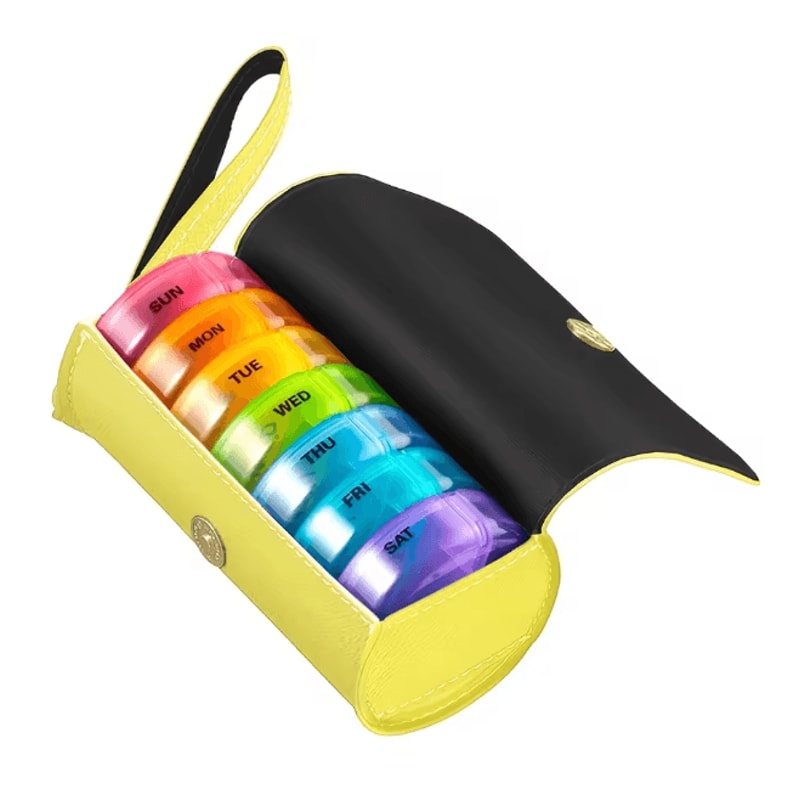Weekly AM PM Pill Organizer With Leather Travel Case 8