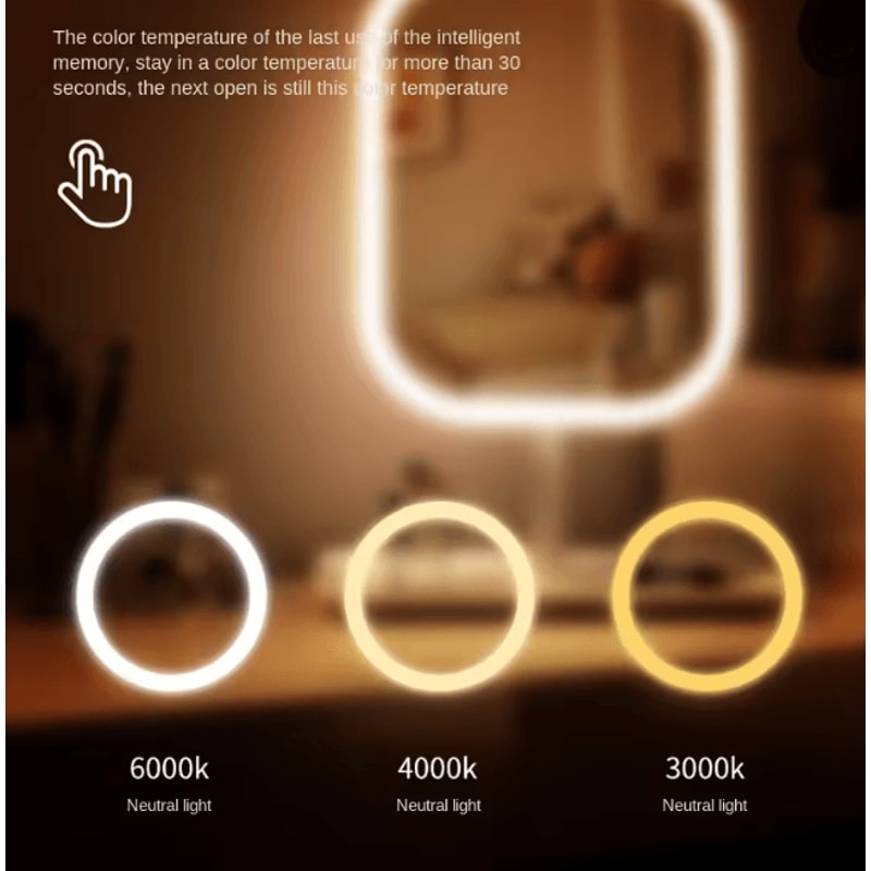 Modern LED Vanity Makeup Mirror With Touch Control 3