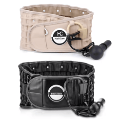 inflatable lumbar decompression belt for lower back support