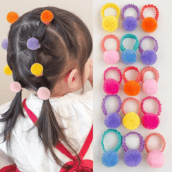 colorful fluffy hair elastics for kids soft ponytail bands set