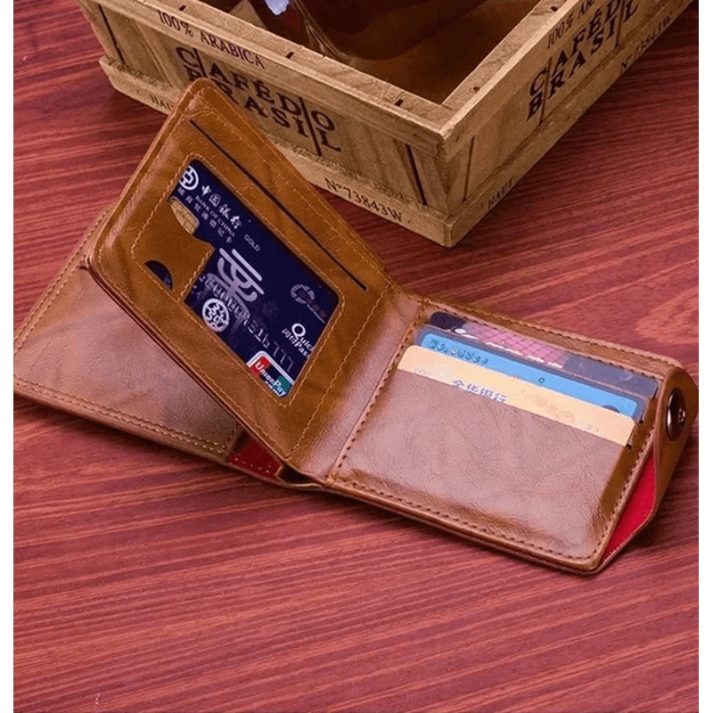 Mens Leather Wallet With Zipper Card Holder And Coin Pocket 0