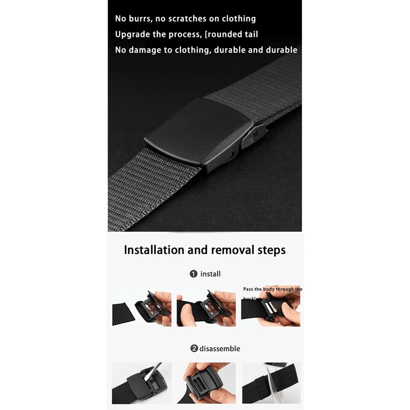 Nylon Tactical Belt Automatic Buckle Lightweight Non Metal Belt 2