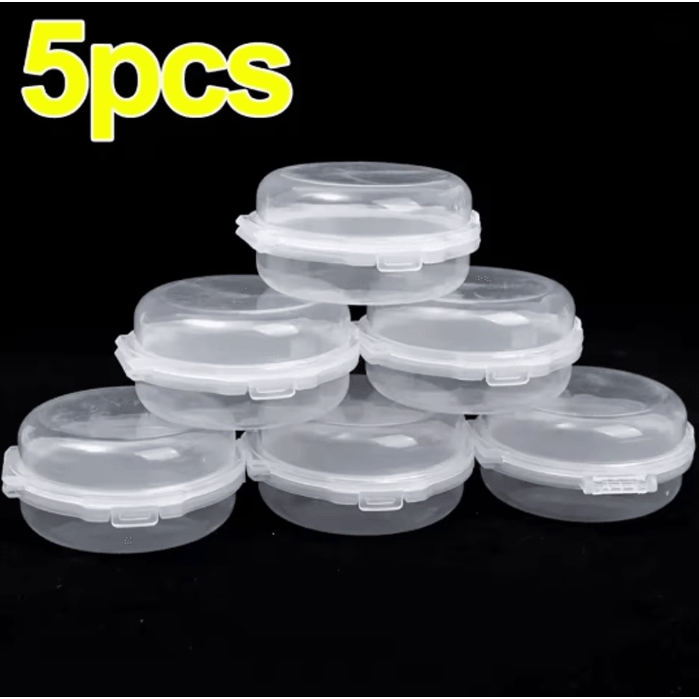 5PCS Double Layer Makeup Puff Storage Box Dust Proof Compact Case 0