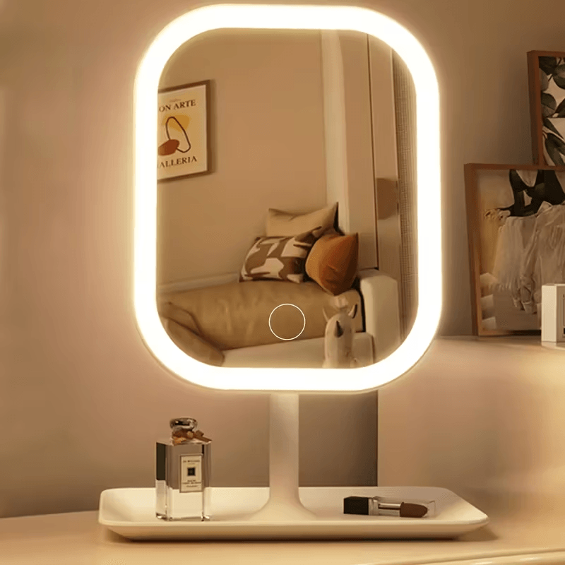 LED Vanity Makeup Mirror With Lights 3 Color Dimmable Touch Control Desktop Mirror 5