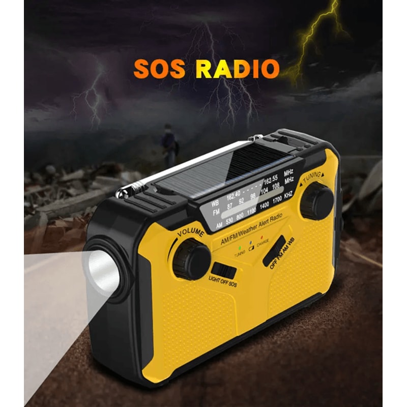 Emergency Hand Crank Solar Radio With Flashlight And Power Bank 0