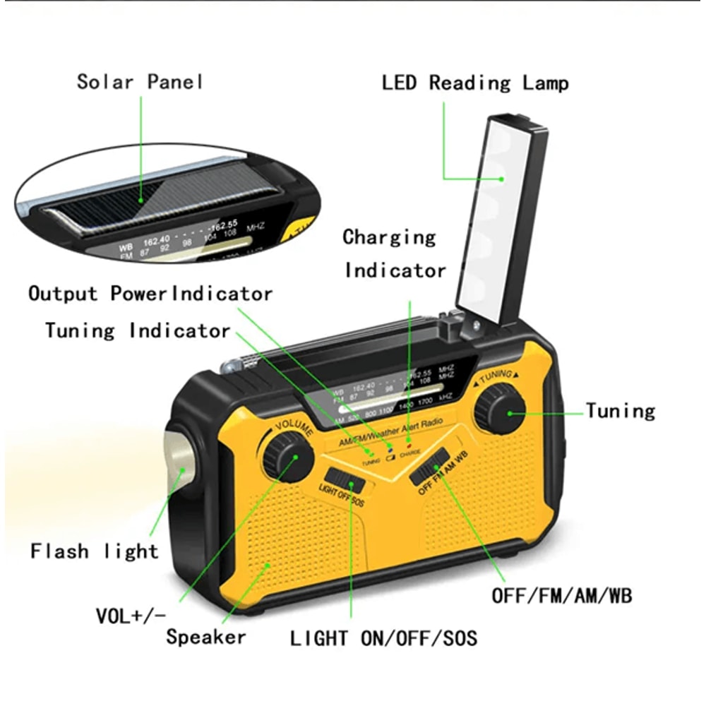 Emergency Hand Crank Solar Radio With Flashlight And Power Bank 2