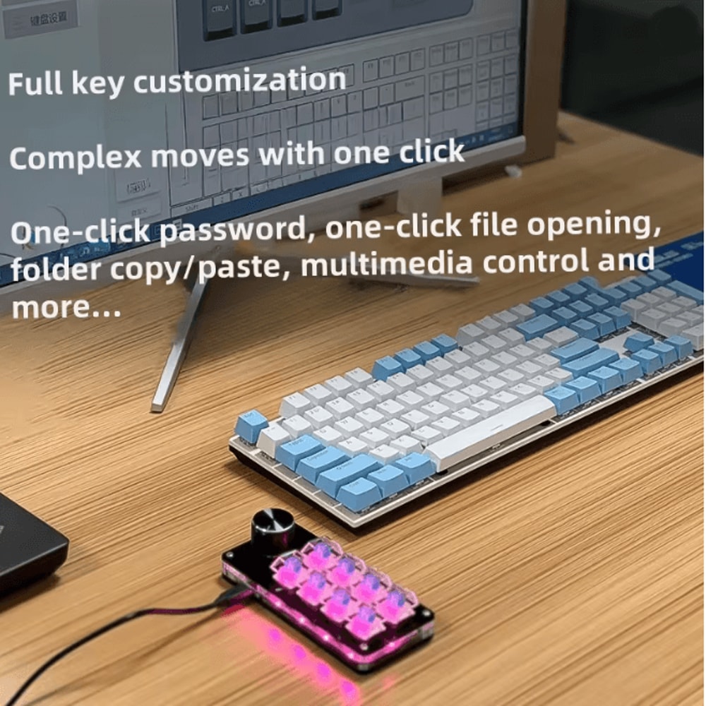MacroFlow Bluetooth Programmable Macropad 12 Key RGB Custom Keyboard 0