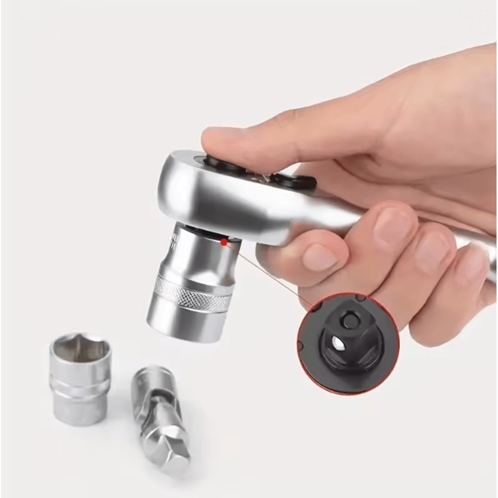 TorqueFlex Compact Dual Size Ratchet Wrench Short Handle Tool 3