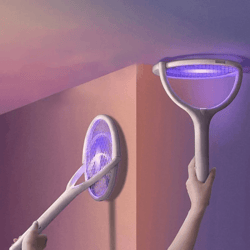 rechargeable electric mosquito swatter bug zapper racket with led lamp