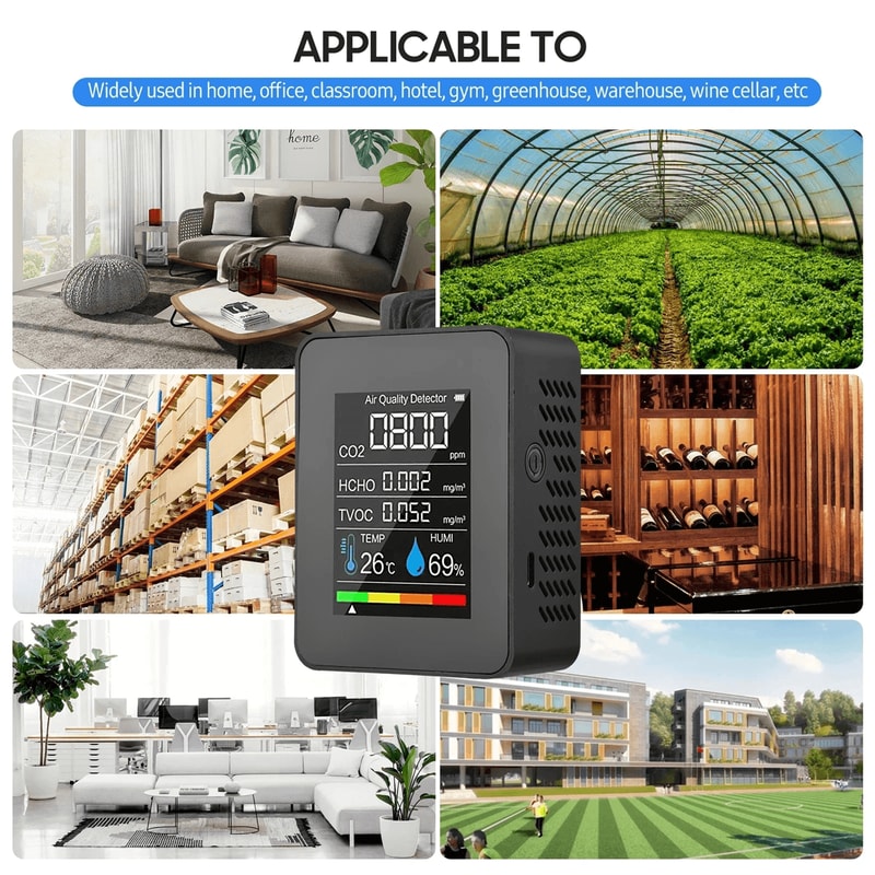 Smart CO2 Air Quality Monitor Temperature And Humidity Detector 1