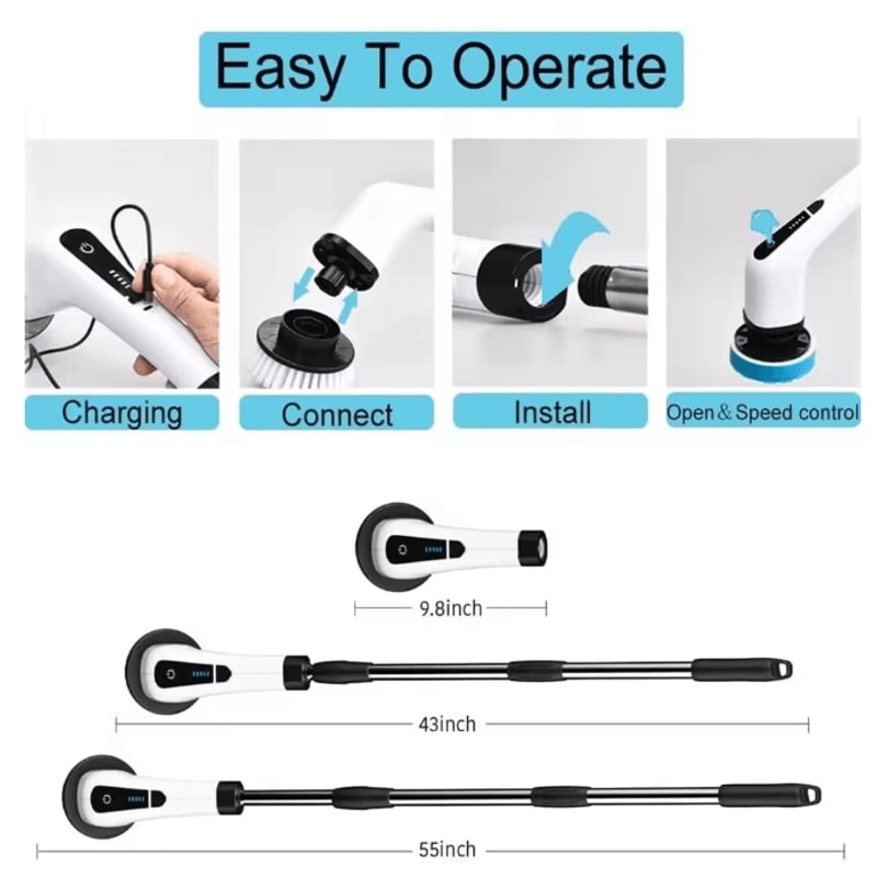 SpinPro 8 In 1 Electric Cleaning Brush With LED Light 1