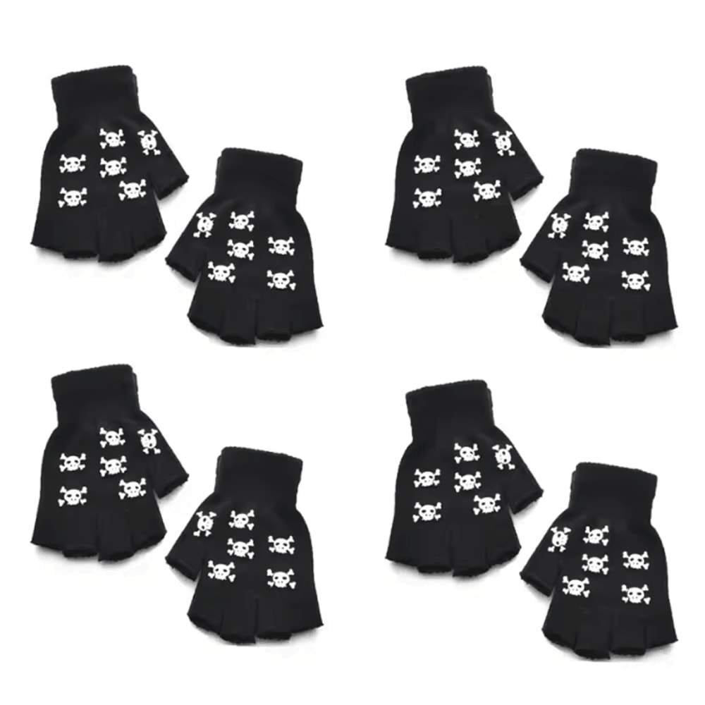 GlowSkull Halloween Skeleton Half Finger Gloves 9