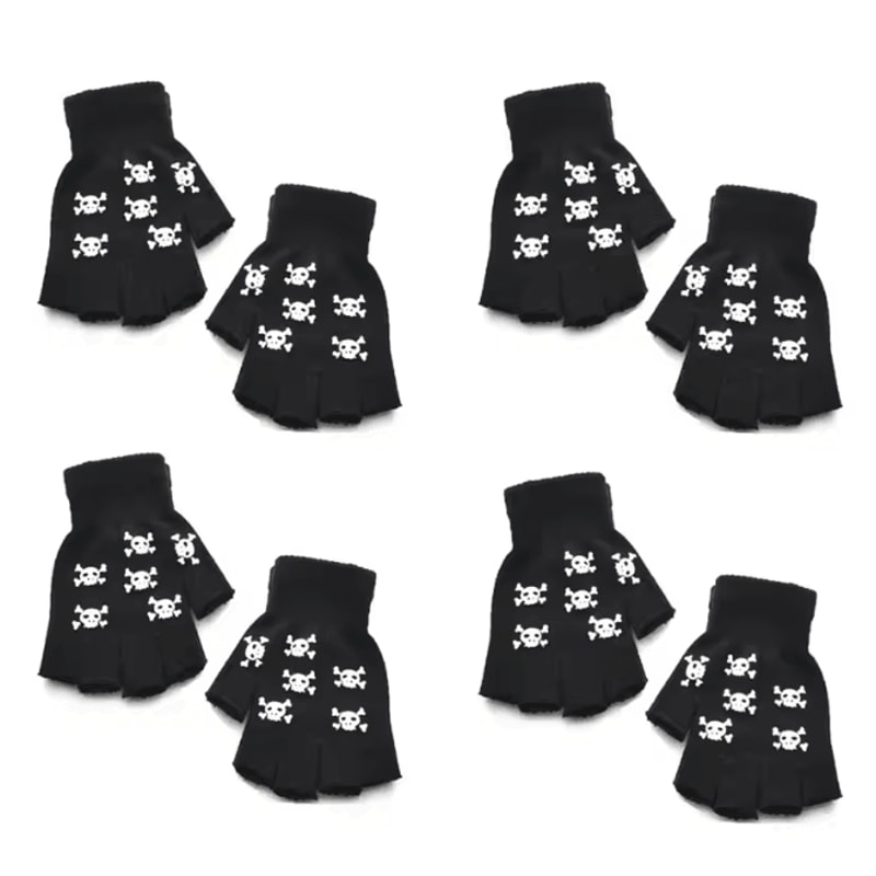 GlowSkull Halloween Skeleton Half Finger Gloves 9