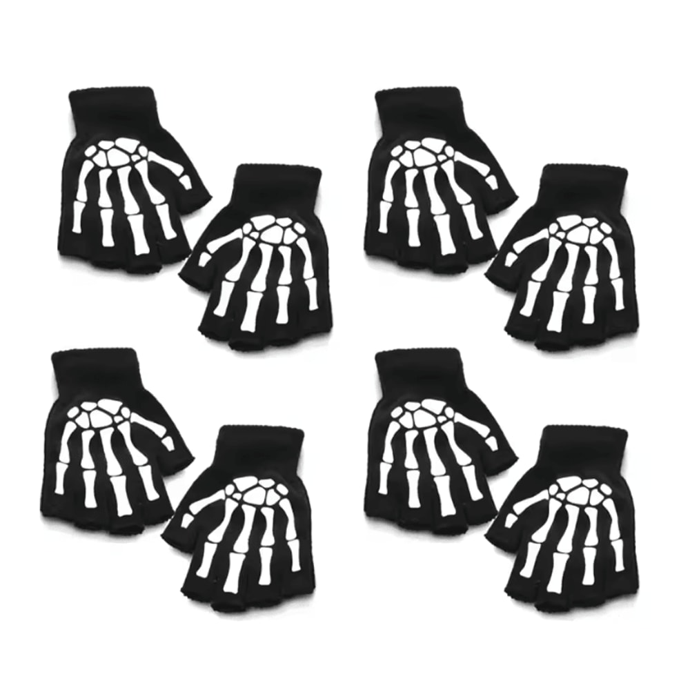 GlowSkull Halloween Skeleton Half Finger Gloves 11
