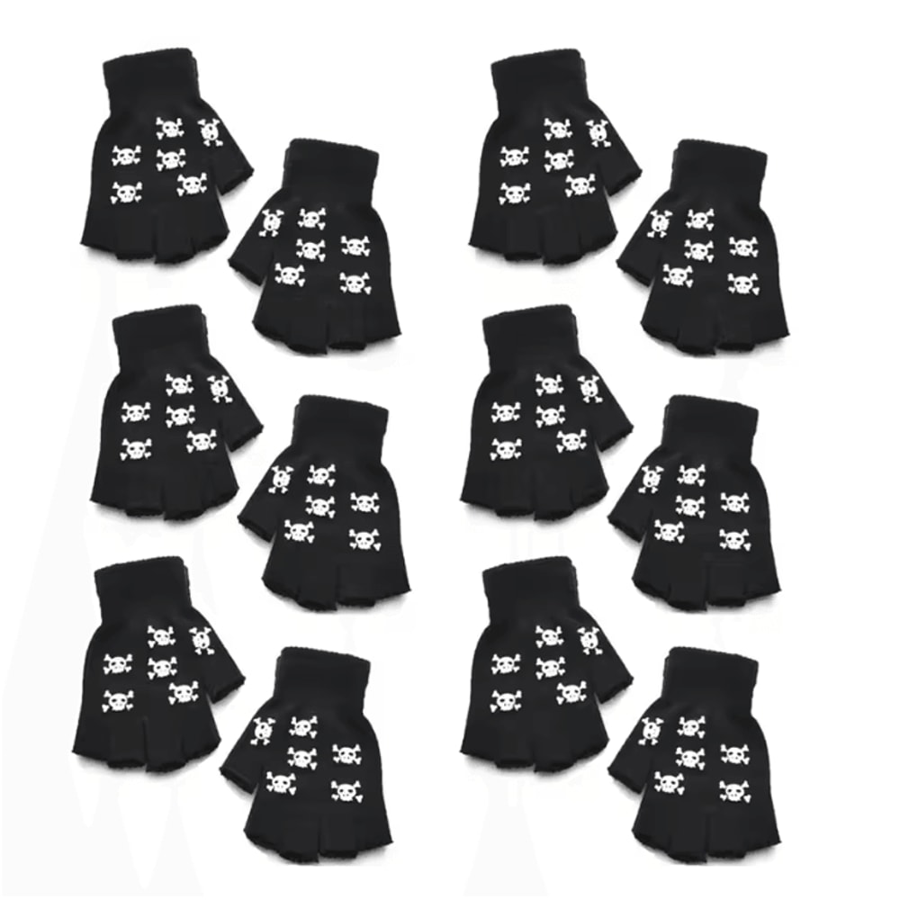 GlowSkull Halloween Skeleton Half Finger Gloves 15