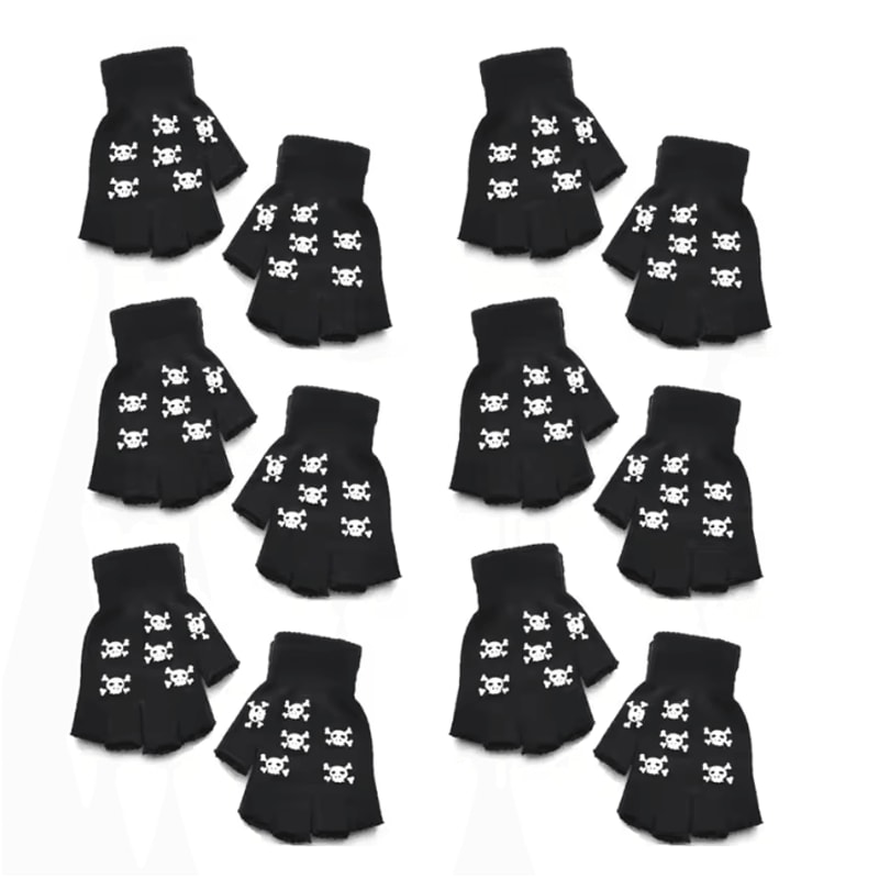 GlowSkull Halloween Skeleton Half Finger Gloves 15
