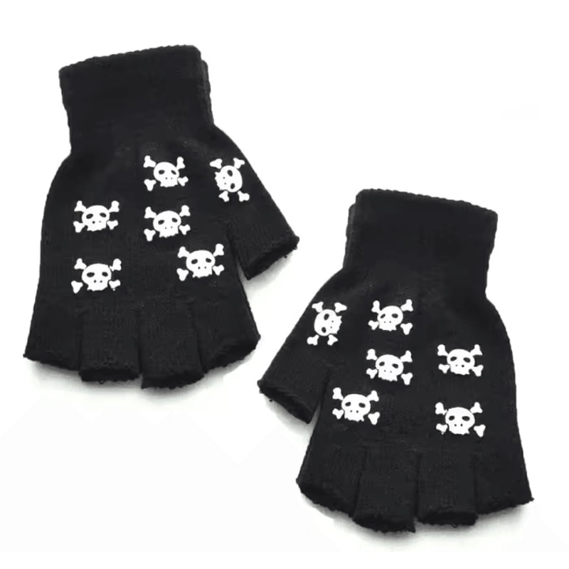 GlowSkull Halloween Skeleton Half Finger Gloves 18