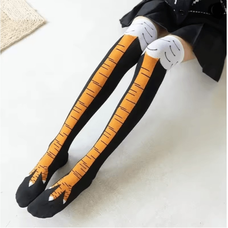 CluckStyle Knee High Chicken Feet Funny Socks 0