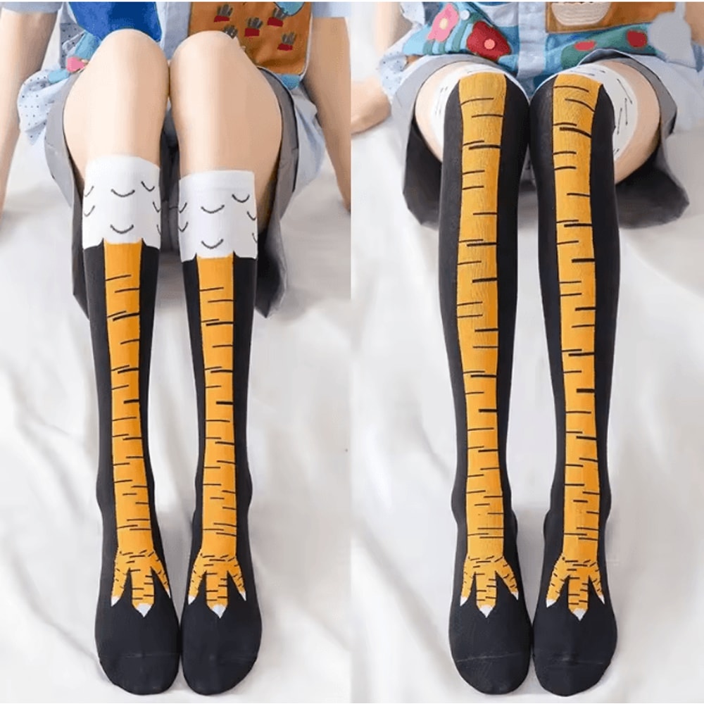 CluckStyle Knee High Chicken Feet Funny Socks 3