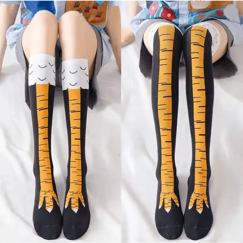 CluckStyle Knee High Chicken Feet Funny Socks 3