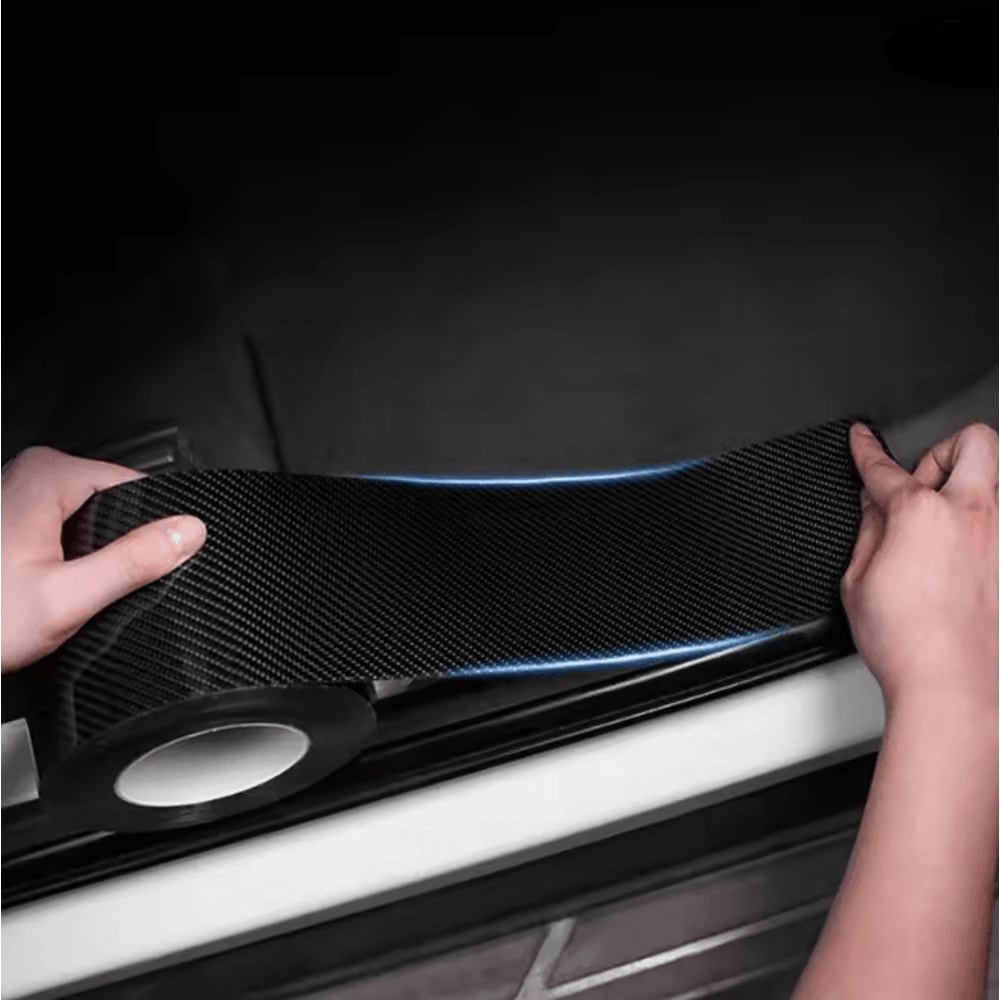 CarbonShield 3D Carbon Fiber Car Door Sill And Bumper Protector Stickers 1