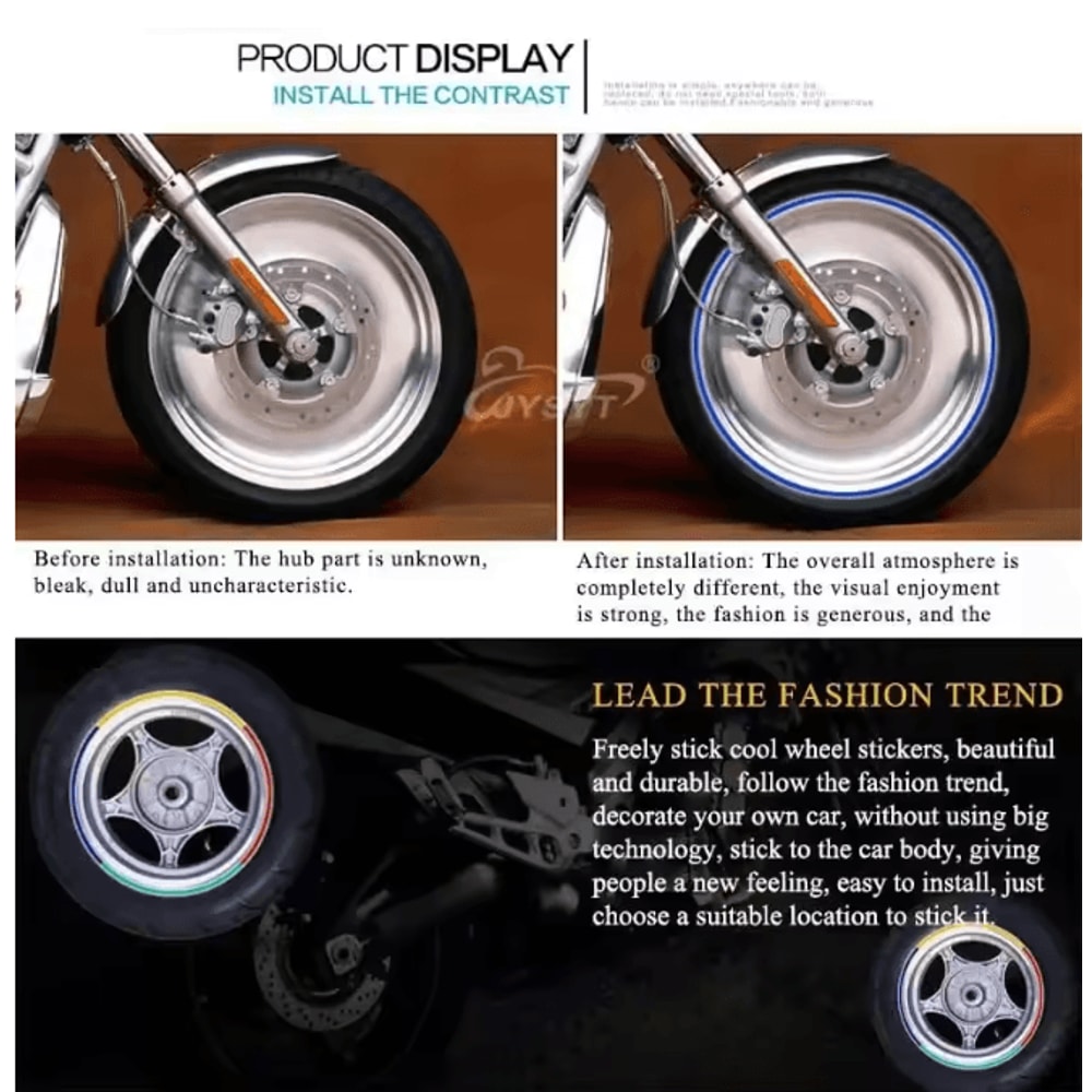 Reflective Motorcycle Wheel Rim Stripe Stickers For Bike And Motorbike 2