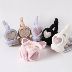 winter warm plush cat ear earmuffs for women girls and kids