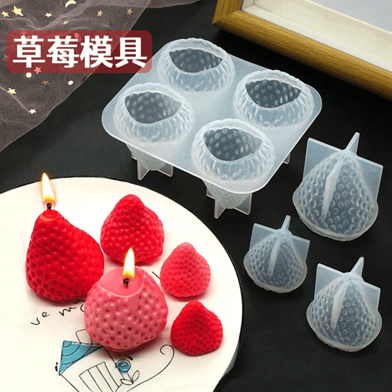 3D Strawberry Silicone Candle Mold For DIY Candle Making And Home Decor 1