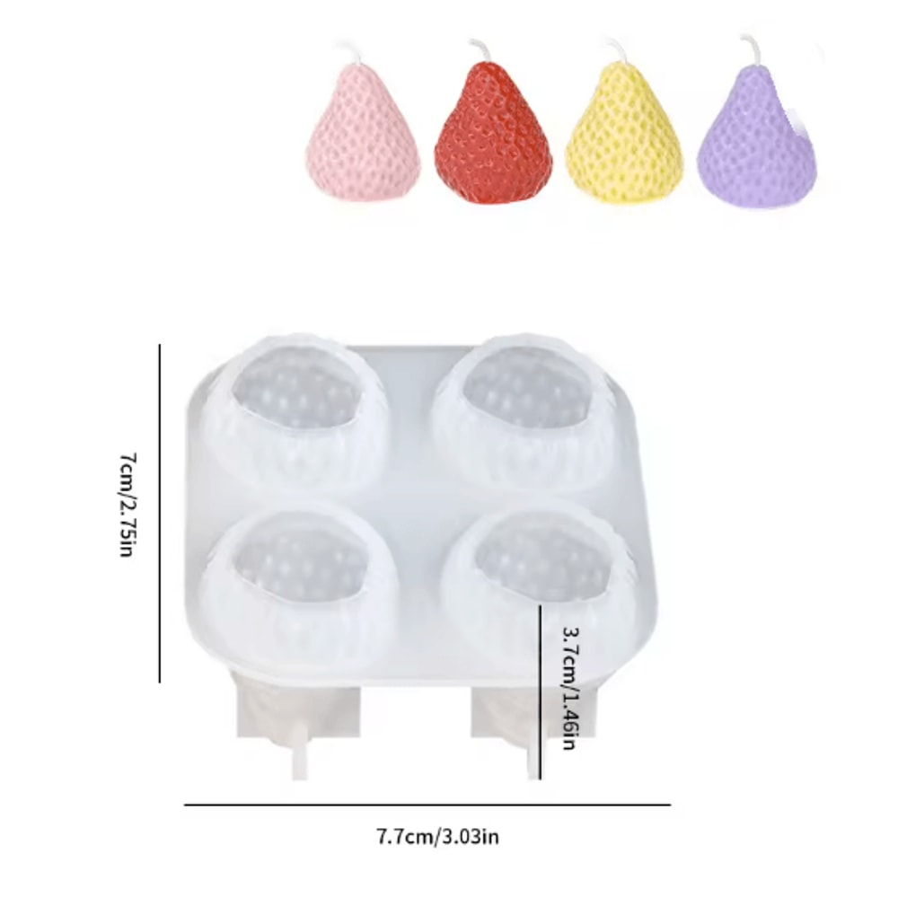 3D Strawberry Silicone Candle Mold For DIY Candle Making And Home Decor 3
