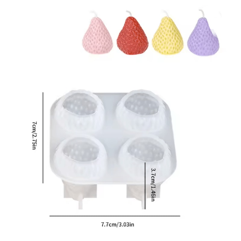 3D Strawberry Silicone Candle Mold For DIY Candle Making And Home Decor 3