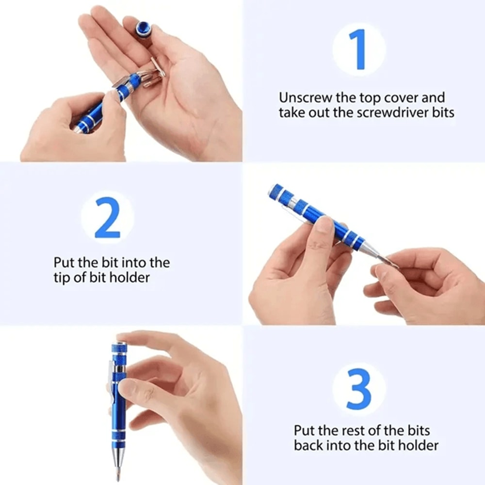 8 In 1 Pen Screwdriver Multitool Portable Magnetic Mini Repair Tool 2