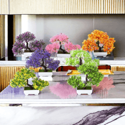 artificial bonsai plant small potted fake tree home decor