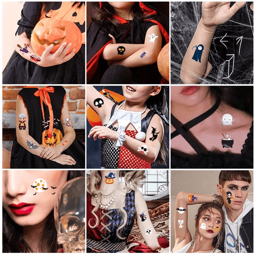 Glow Pumpkin Halloween Temporary Tattoo Stickers For Kids And Parties 1