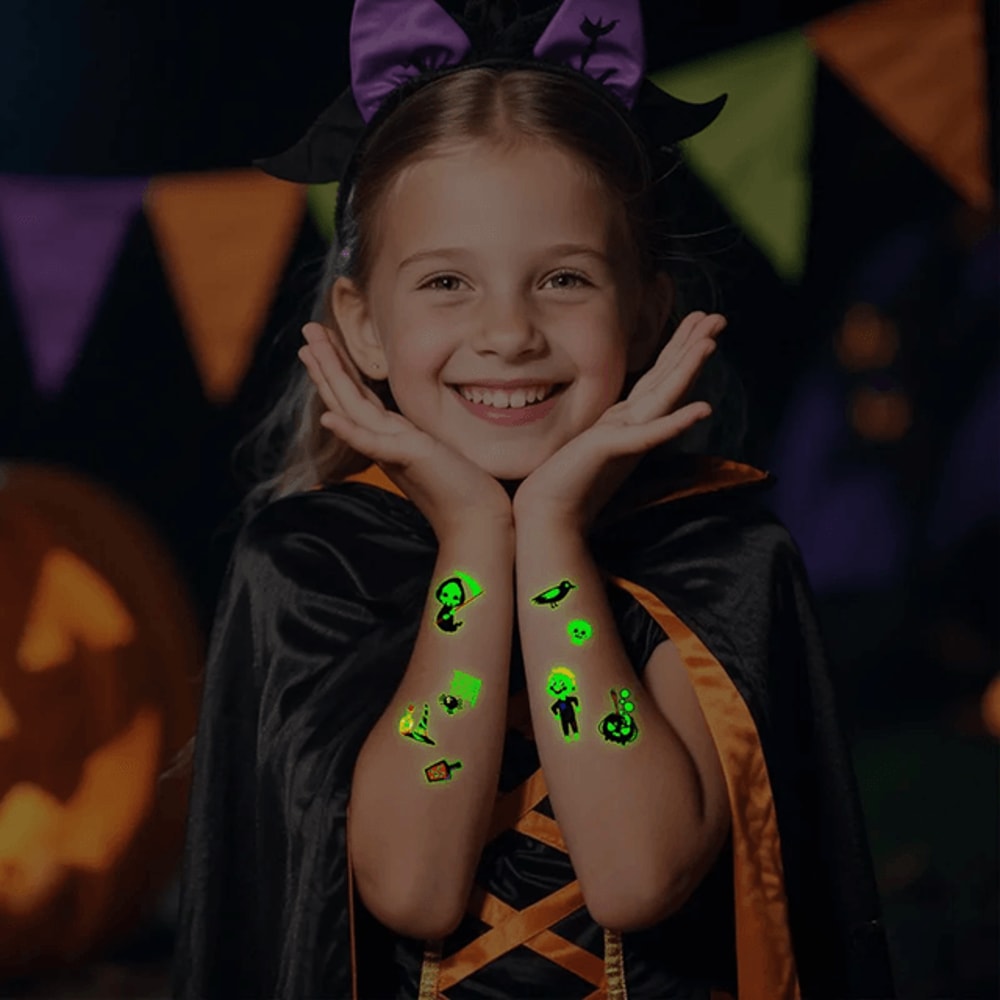 Glow Pumpkin Halloween Temporary Tattoo Stickers For Kids And Parties 3