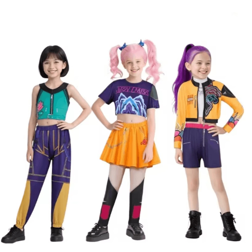 Kids Demon Cosplay Costume Kpop Stage Role Play Outfit For Girls 0
