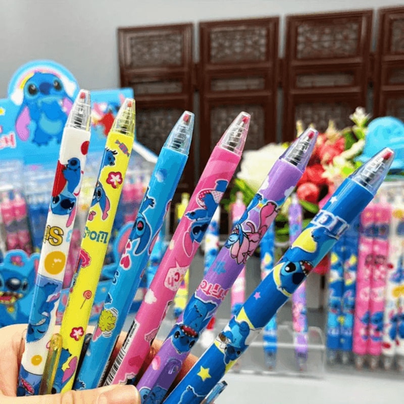 Cartoon Stitch Gel Pen Set Cute Black Ink Writing Pens 12 Pack 2