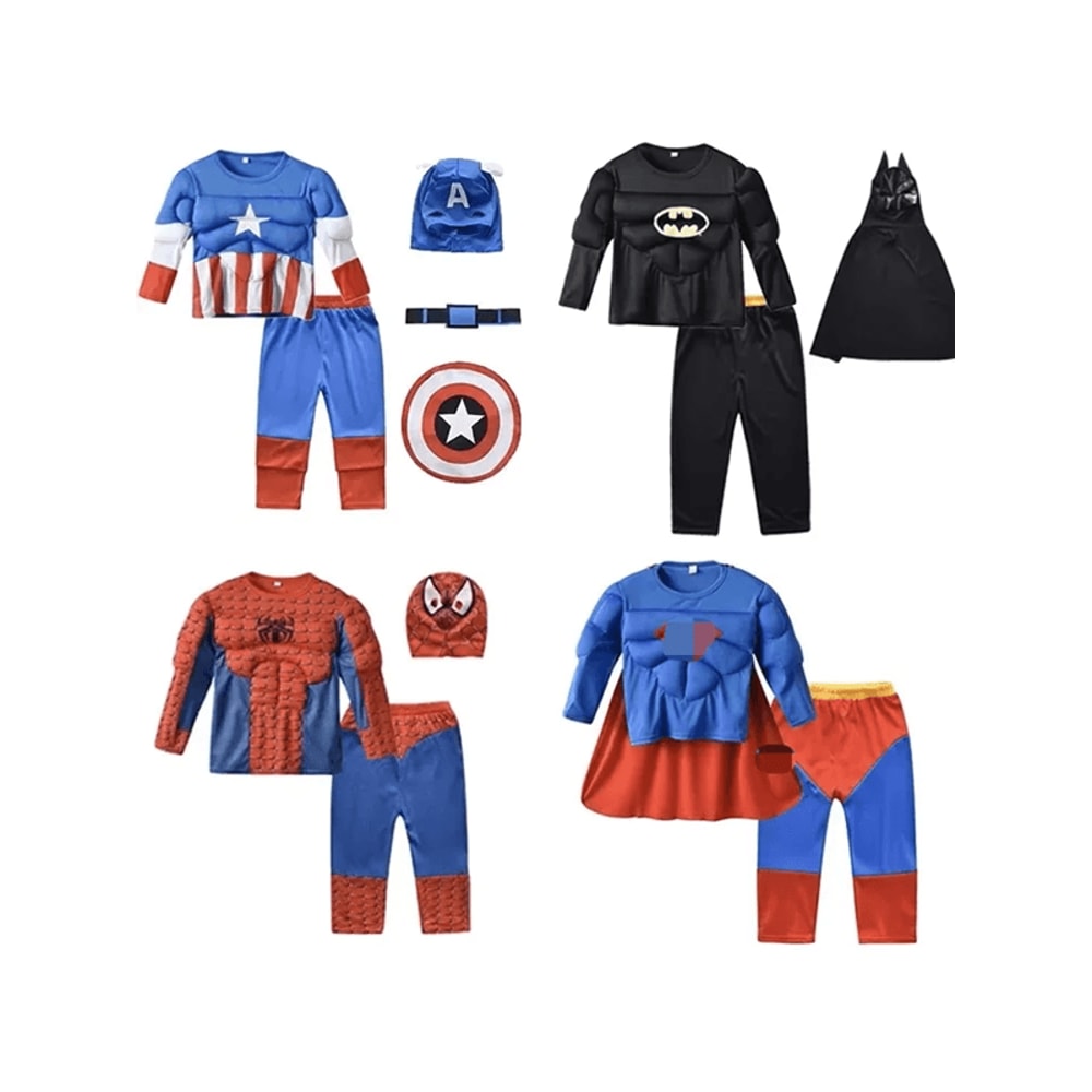 Kids Superhero Muscle Costume Set With Mask And Cloak 1