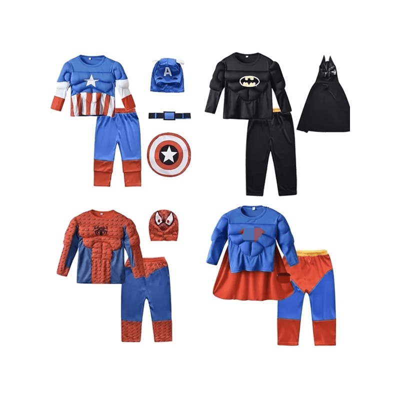 Kids Superhero Muscle Costume Set With Mask And Cloak 1