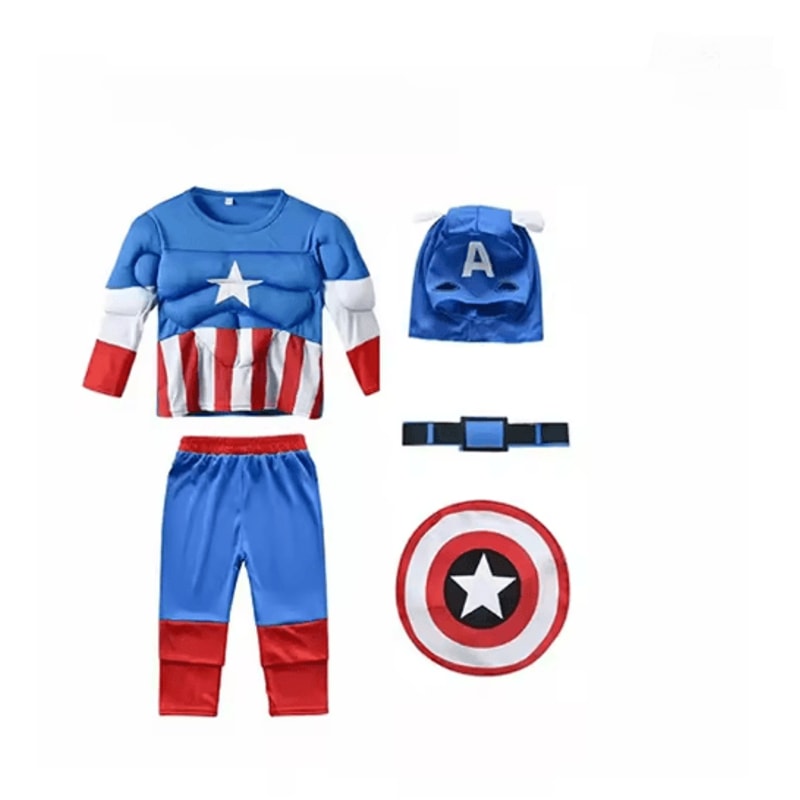 Kids Superhero Muscle Costume Set With Mask And Cloak 3