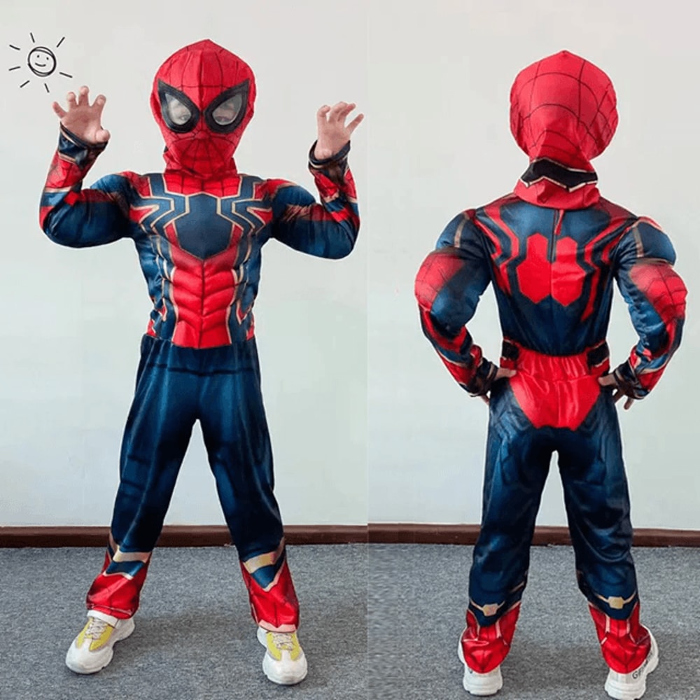 Kids Superhero Muscle Costume Set With Mask And Cloak 6