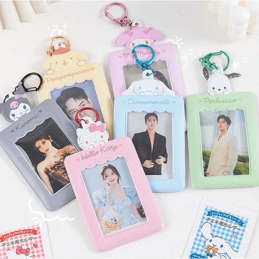 Kawaii Anime Card Holder Keychain Cute Photo ID Pendant For Bags And Backpacks 0