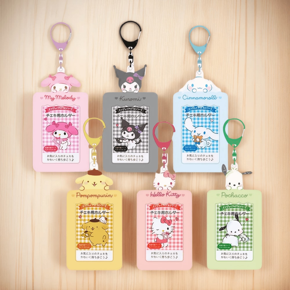 Kawaii Anime Card Holder Keychain Cute Photo ID Pendant For Bags And Backpacks 9