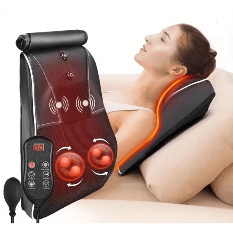 Electric Shiatsu Neck Massage Pillow With Airbag Traction Heat And Vibration 0
