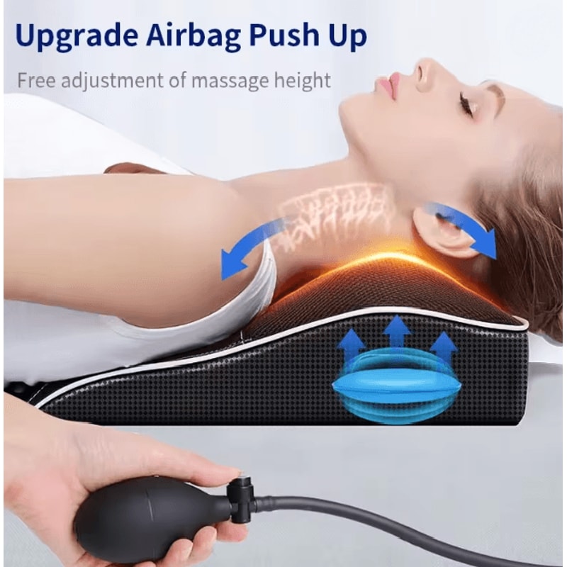 Electric Shiatsu Neck Massage Pillow With Airbag Traction Heat And Vibration 1