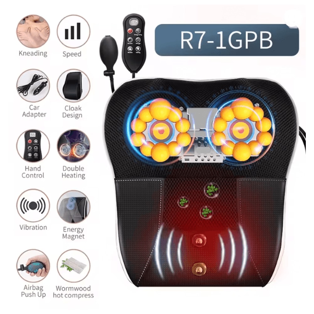 Electric Shiatsu Neck Massage Pillow With Airbag Traction Heat And Vibration 6