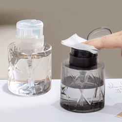 refillable lockable pump dispenser bottle for nail and makeup use